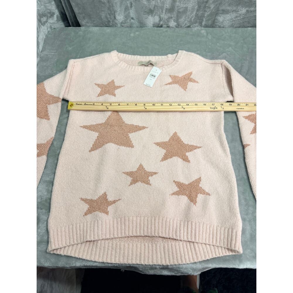 LOFT Pink Metallic Star Sweater XS NWT Cozy Soft Knit Pullover - Picture 7 of 7